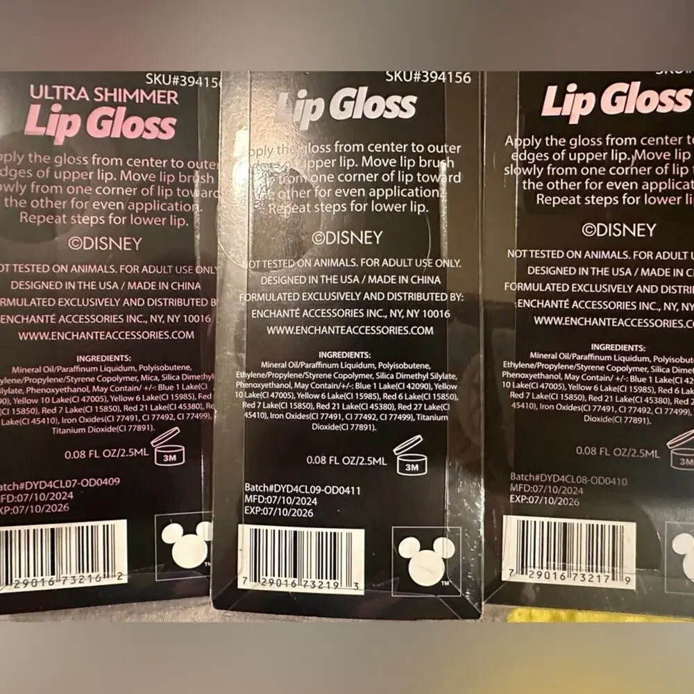 NIB Disney Villains Lip Gloss SET Evil Queen Maleficent & Ursula